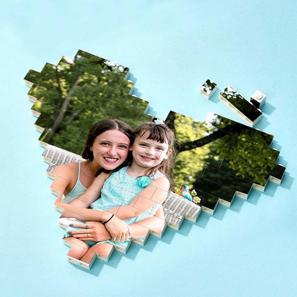 Custom Spotify Code Building Brick Personalized Photo and Text Block Heart Shape for Mother's Day Gifts - auphotoblanket