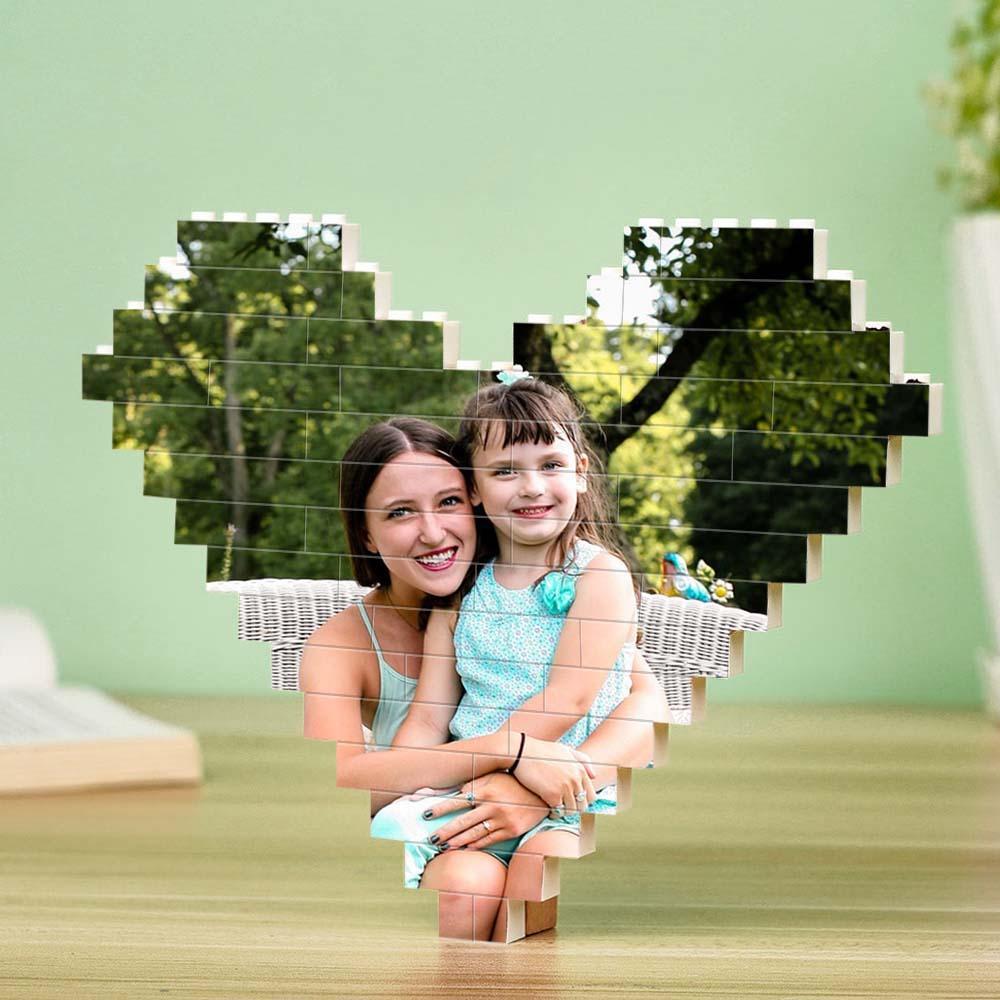 Custom Spotify Code Building Brick Personalized Photo and Text Block Heart Shape for Mother's Day Gifts - auphotoblanket