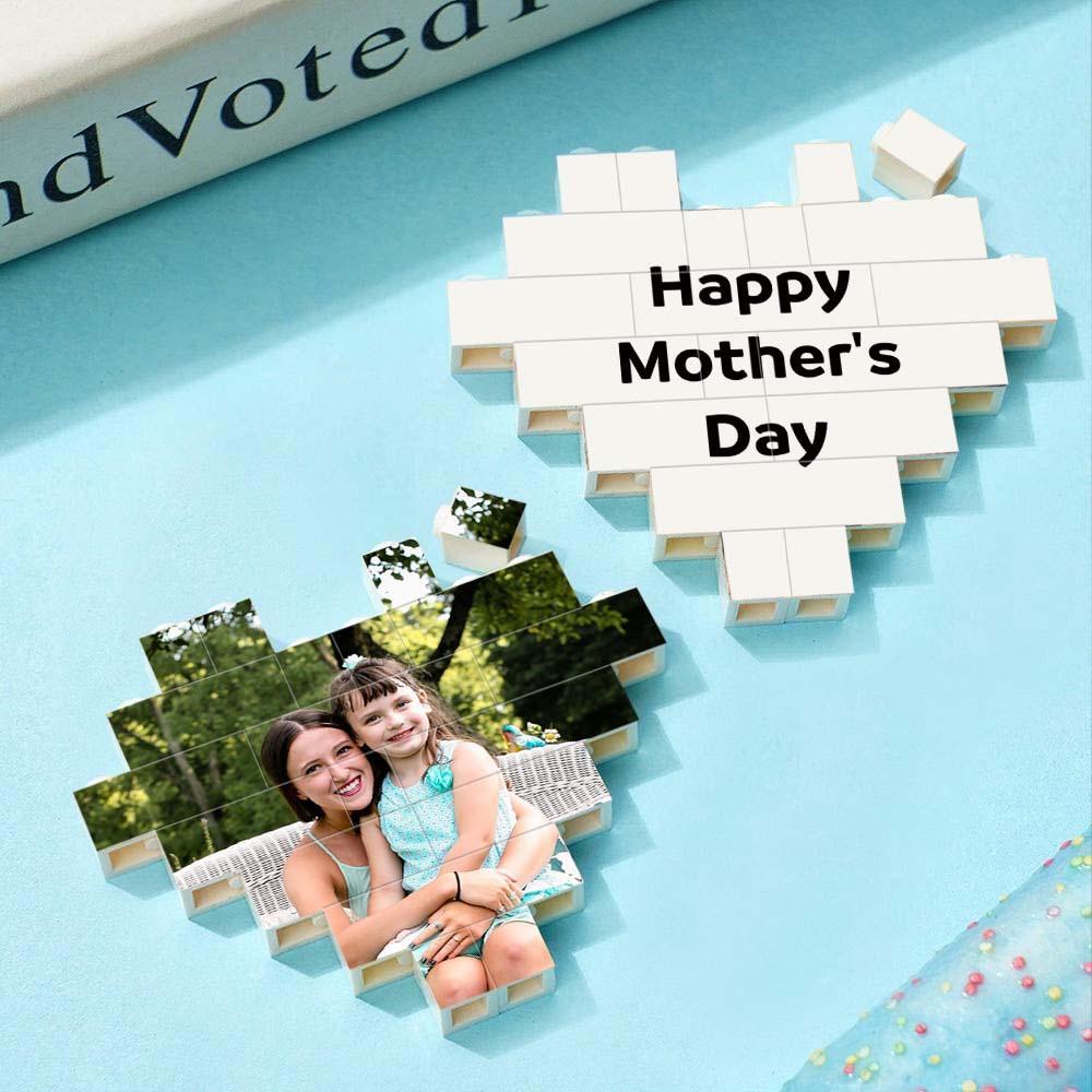 Custom Spotify Code Building Brick Personalized Photo and Text Block Heart Shape for Mother's Day Gifts - auphotoblanket