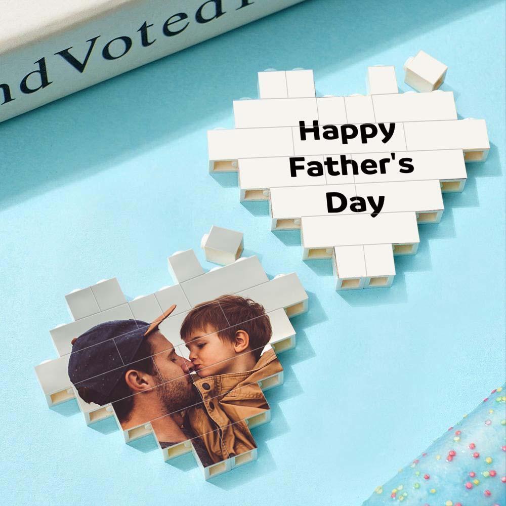 Custom Spotify Code Building Brick Personalized Photo and Text Block Heart Shape for Father's Day Gifts - auphotoblanket