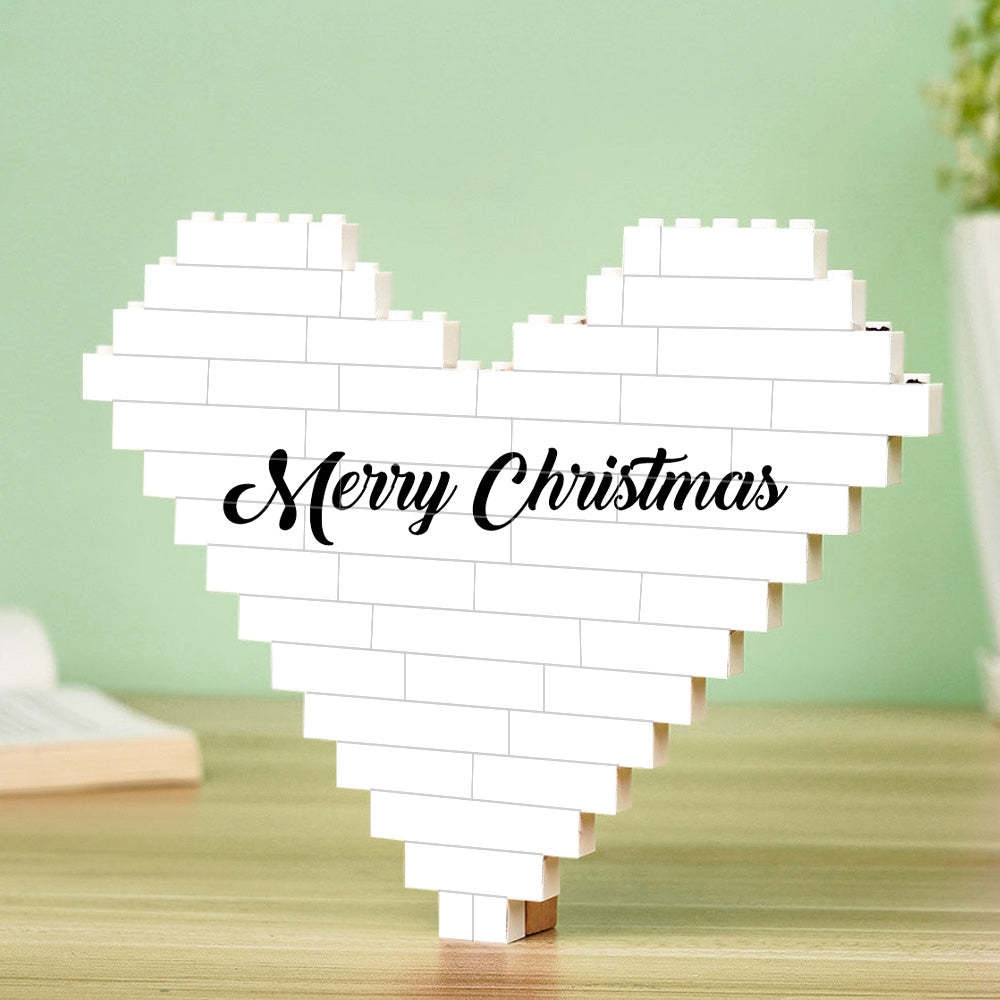 Custom Building Brick Personalized Photo & Text Block Heart Shaped Gifts for Christmas - auphotoblanket