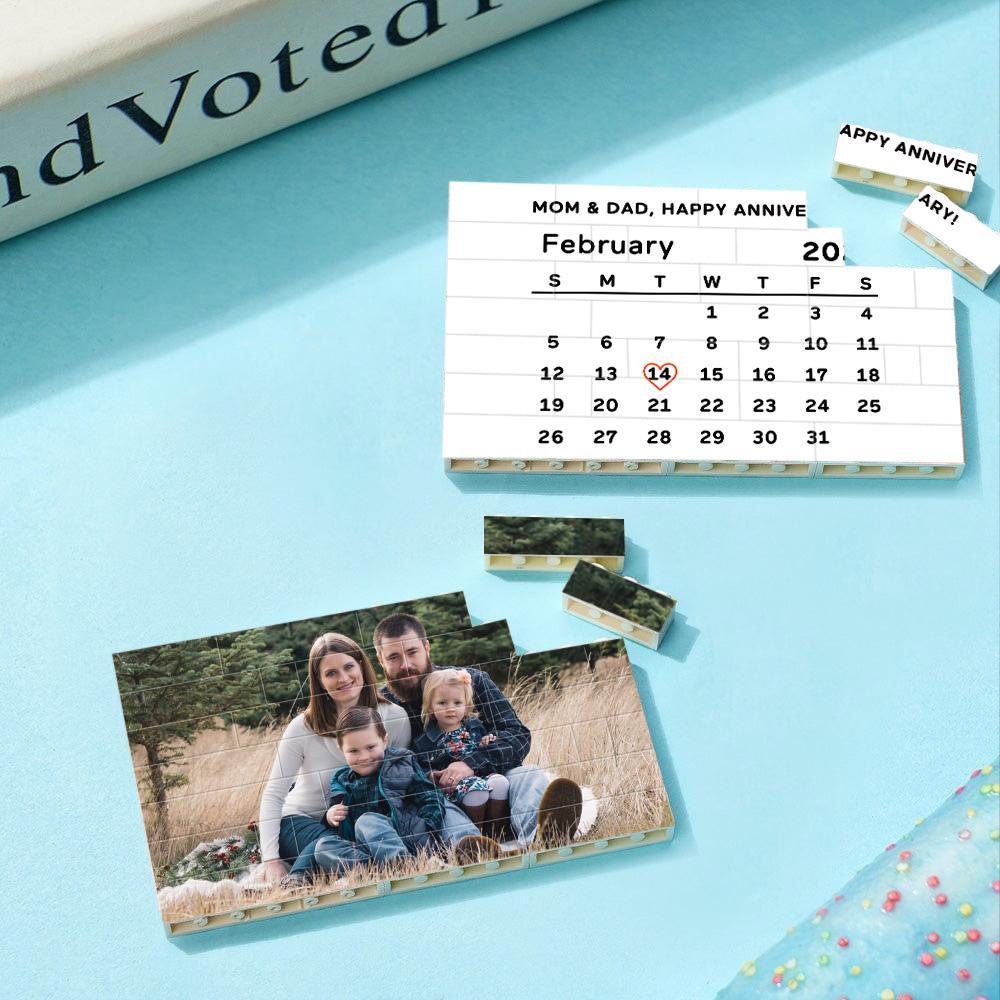 Personalized Building Brick Custom Photo & Date Block Gift for Family - auphotoblanket