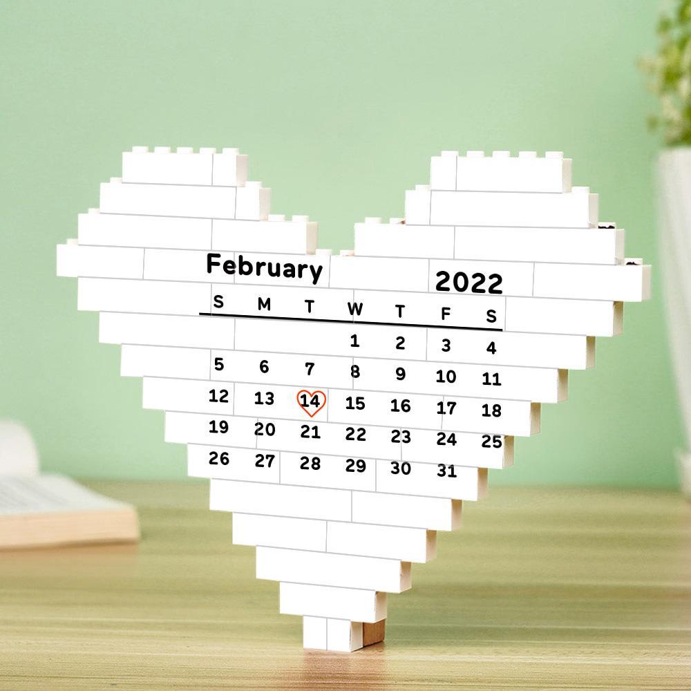 Custom Building Brick Puzzle Personalized Heart Shaped Photo & Special Date Block Gift for Couples - auphotoblanket
