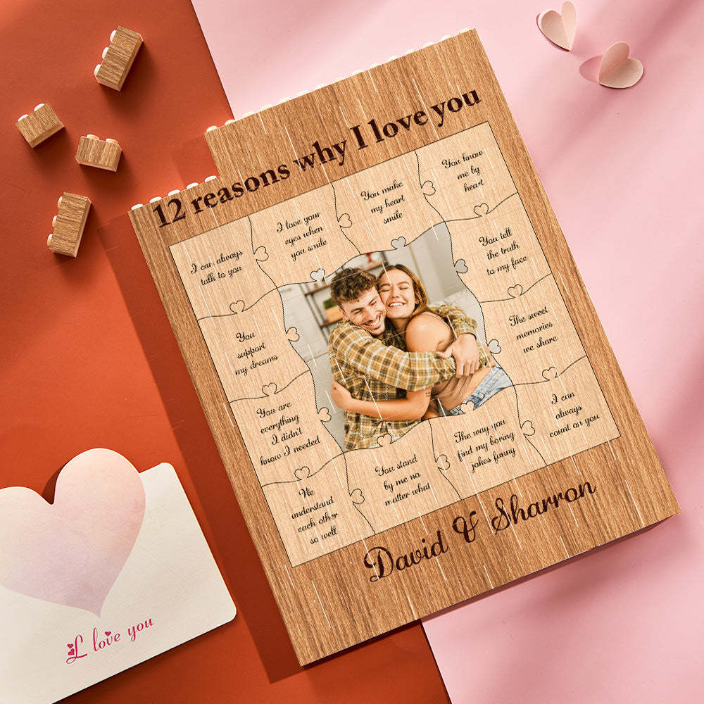 12 Reasons Why I Love You Personalised Photo Building Block Gifts for Her/Him - auphotoblanket