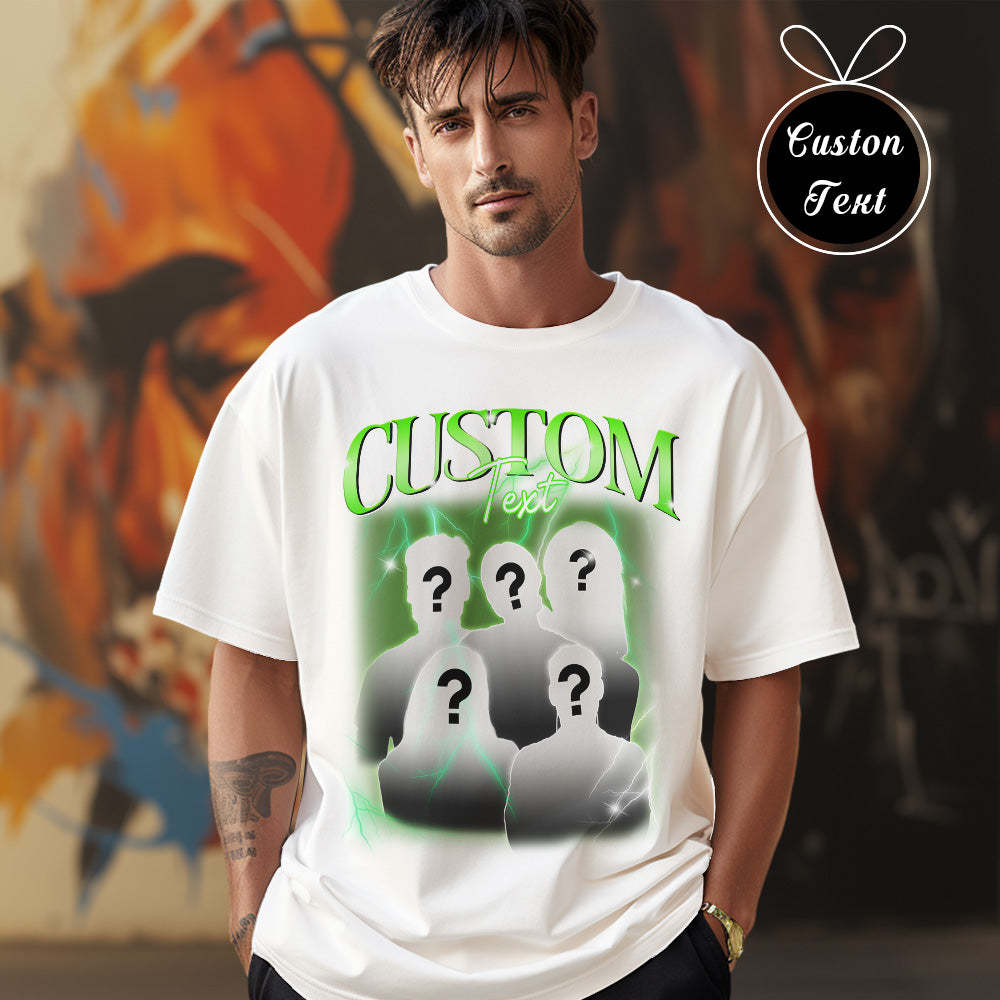 Custom Text Vintage T-shirt Personlised Funny Question Mark T-shirt Gift - Get Photo Blanket