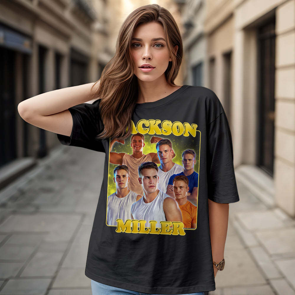 Custom 90s Bootleg Vintage Rap T Shirt Personalized Name And Photo T-shirt - Get Photo Blanket