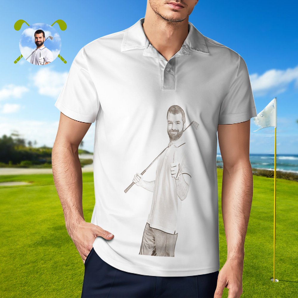 Golf Is My Therapy Polo Shirt Custom Photo Men 's  Polo Shirt Personalized Polo Shirt For Golf Lovers - auphotoblanket