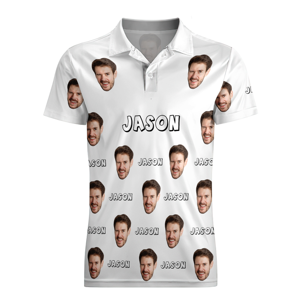 Custom Name Polo Shirt Personalized Hearts Short Sleeve Golf Shirt with Picture Logo Custom Polos for Men - auphotoblanket