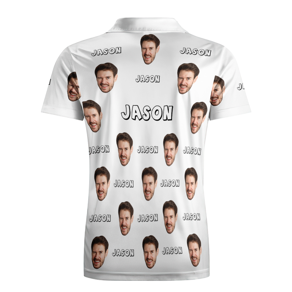 Custom Name Polo Shirt Personalized Hearts Short Sleeve Golf Shirt with Picture Logo Custom Polos for Men - auphotoblanket