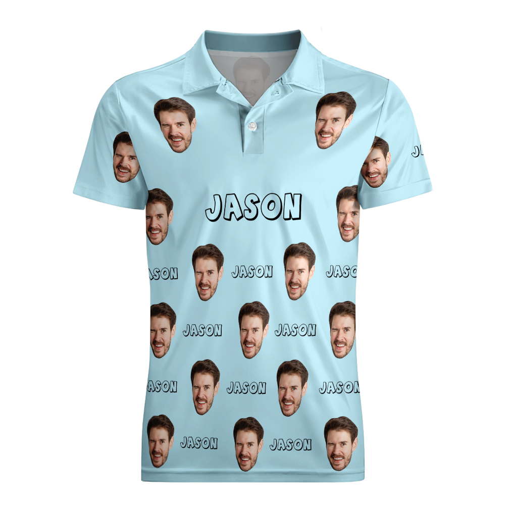 Custom Name Polo Shirt Personalized Hearts Short Sleeve Golf Shirt with Picture Logo Custom Polos for Men - auphotoblanket