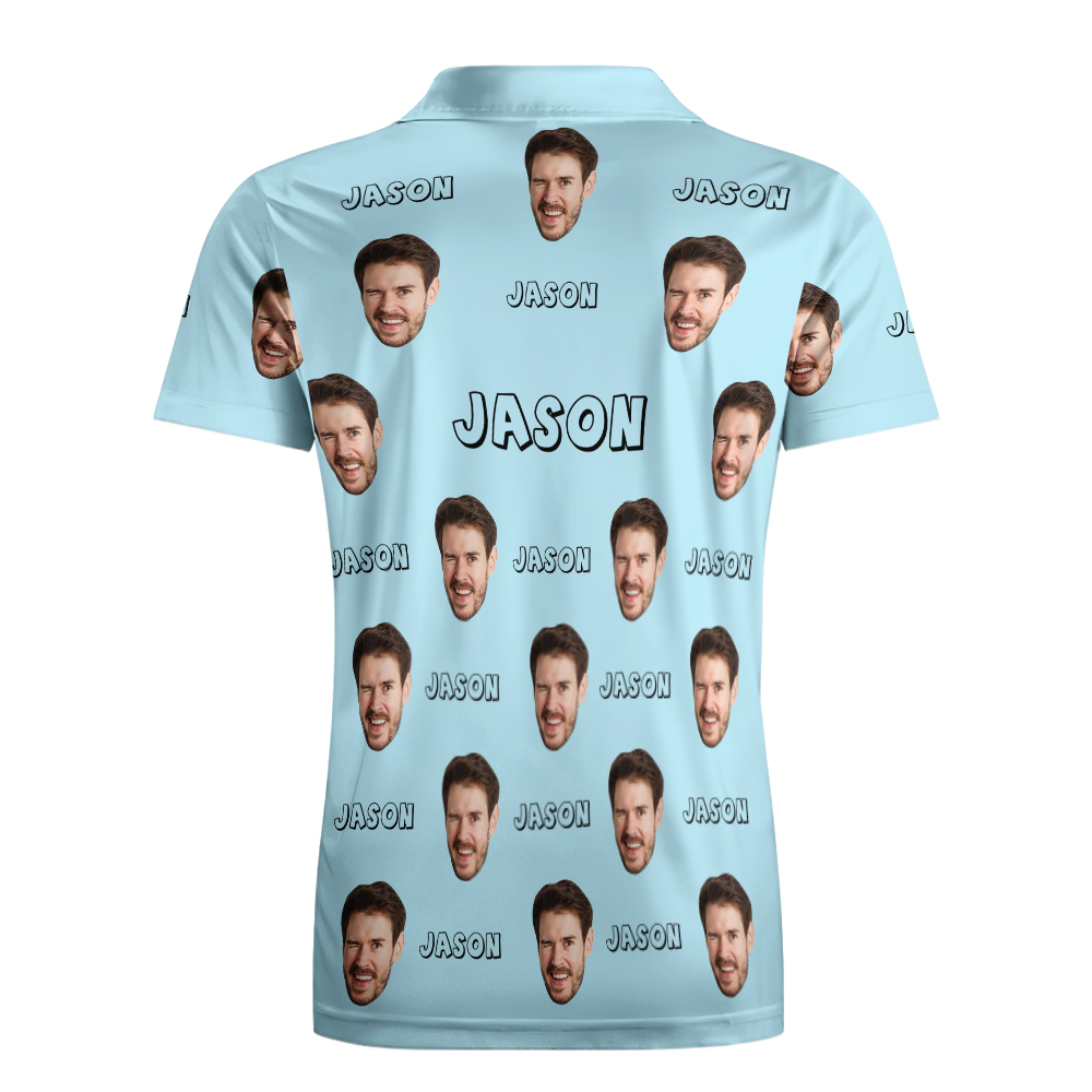 Custom Name Polo Shirt Personalized Hearts Short Sleeve Golf Shirt with Picture Logo Custom Polos for Men - auphotoblanket