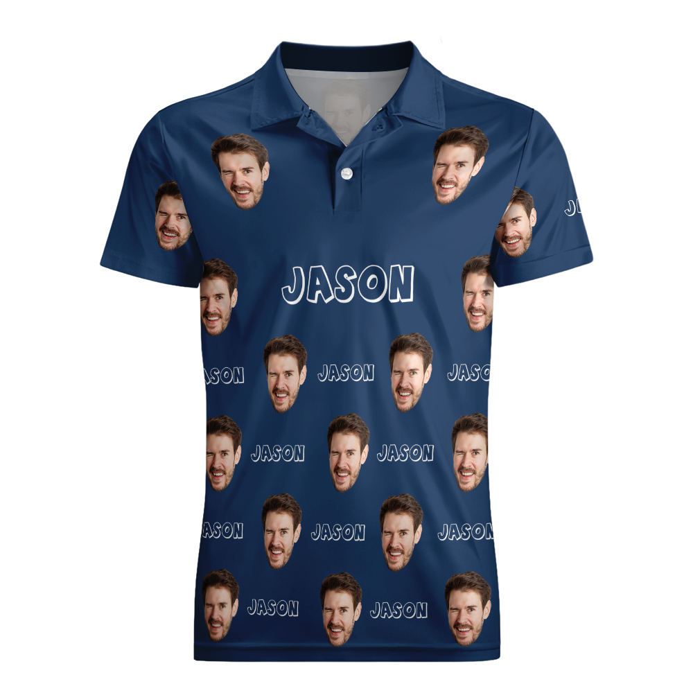 Custom Name Polo Shirt Personalized Hearts Short Sleeve Golf Shirt with Picture Logo Custom Polos for Men - auphotoblanket