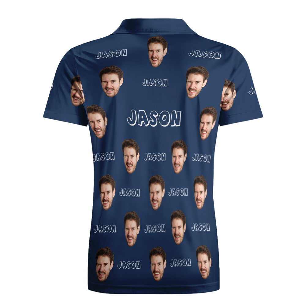 Custom Name Polo Shirt Personalized Hearts Short Sleeve Golf Shirt with Picture Logo Custom Polos for Men - auphotoblanket