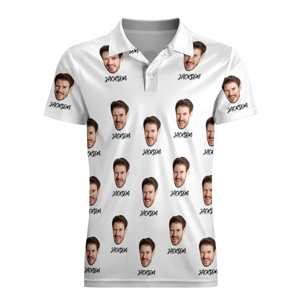 Custom Name Polo Shirt Personalized Hearts Short Sleeve Golf Shirt with Picture Logo Custom Polos for Men - auphotoblanket