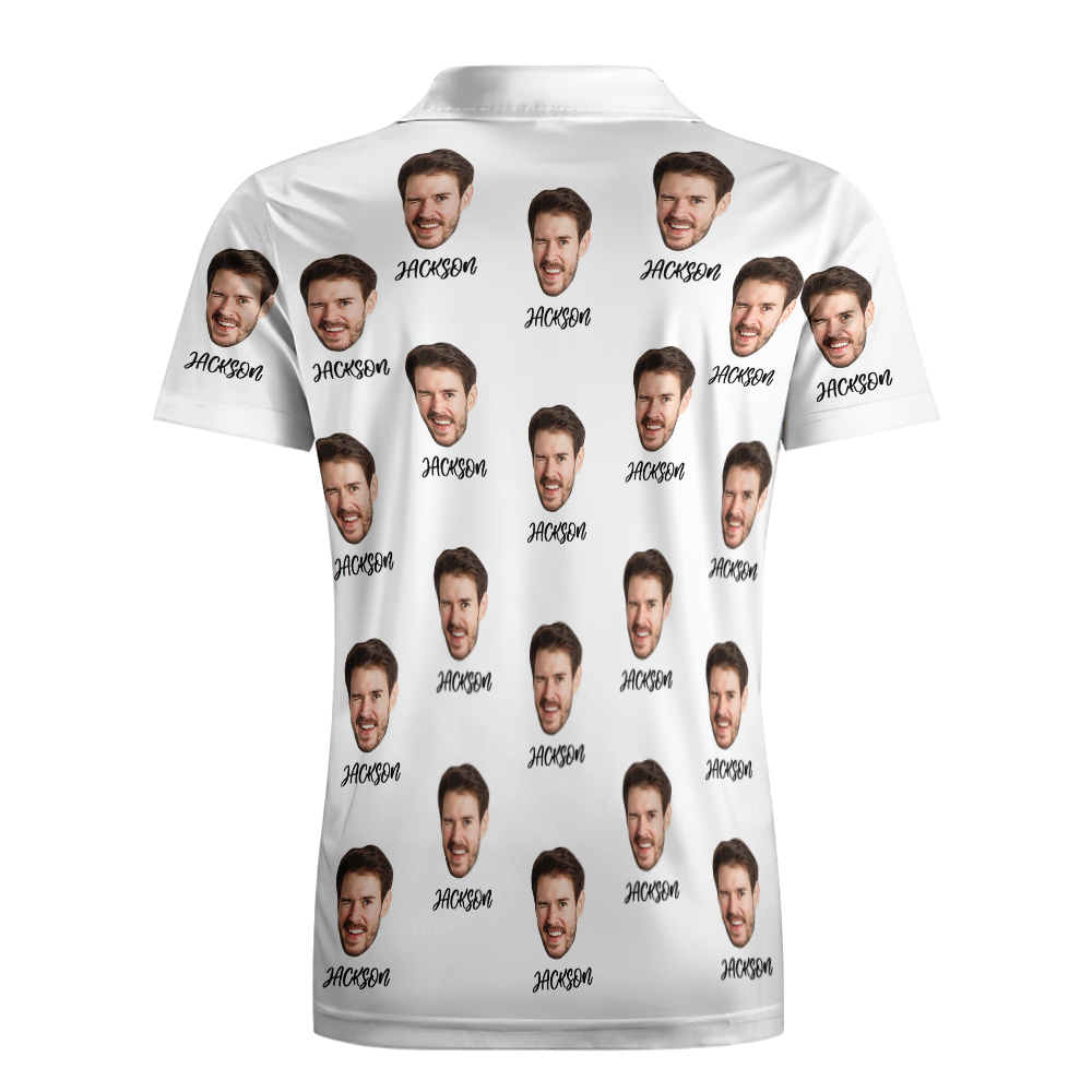 Custom Name Polo Shirt Personalized Hearts Short Sleeve Golf Shirt with Picture Logo Custom Polos for Men - auphotoblanket