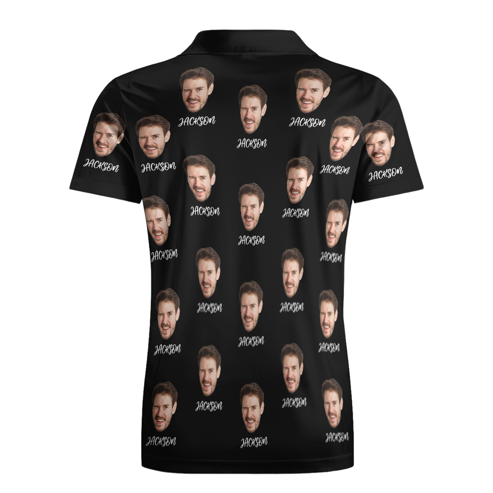 Custom Name Polo Shirt Personalized Hearts Short Sleeve Golf Shirt with Picture Logo Custom Polos for Men - auphotoblanket