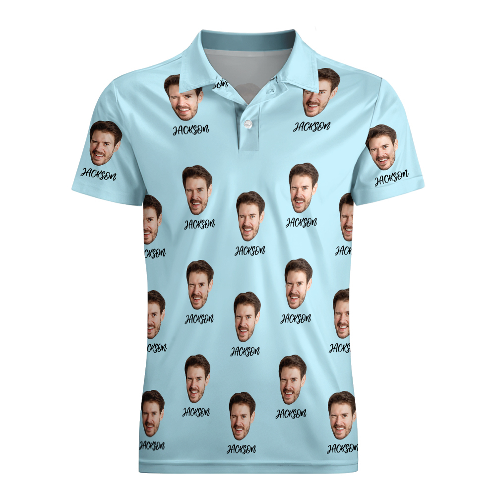 Custom Name Polo Shirt Personalized Hearts Short Sleeve Golf Shirt with Picture Logo Custom Polos for Men - auphotoblanket