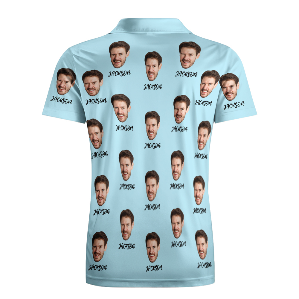 Custom Name Polo Shirt Personalized Hearts Short Sleeve Golf Shirt with Picture Logo Custom Polos for Men - auphotoblanket