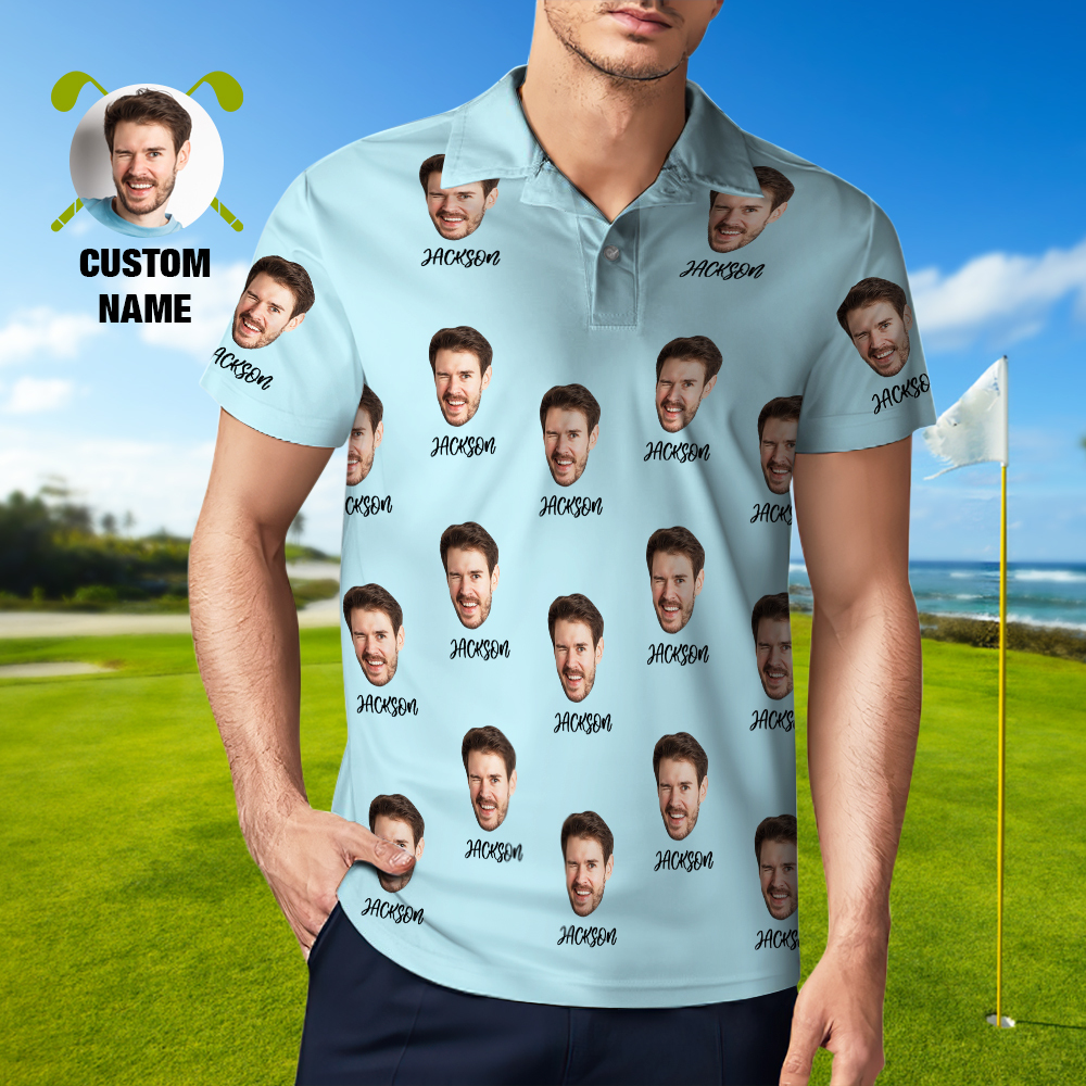 Custom Name Polo Shirt Personalized Hearts Short Sleeve Golf Shirt with Picture Logo Custom Polos for Men - auphotoblanket