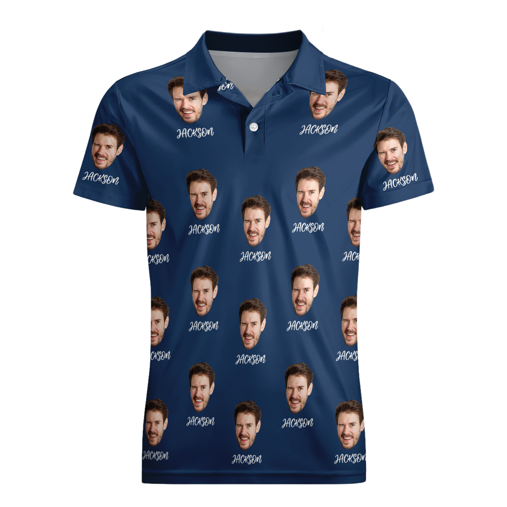 Custom Name Polo Shirt Personalized Hearts Short Sleeve Golf Shirt with Picture Logo Custom Polos for Men - auphotoblanket