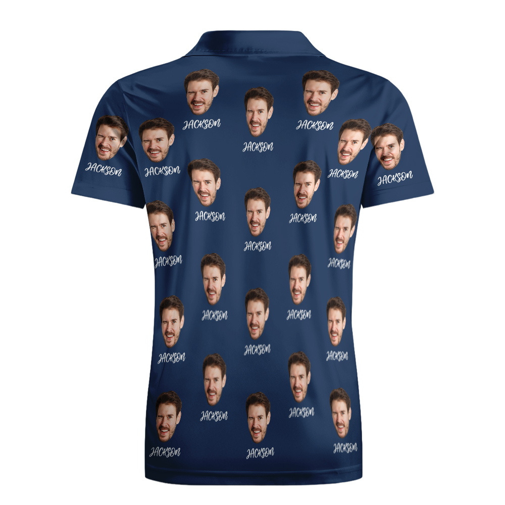 Custom Name Polo Shirt Personalized Hearts Short Sleeve Golf Shirt with Picture Logo Custom Polos for Men - auphotoblanket