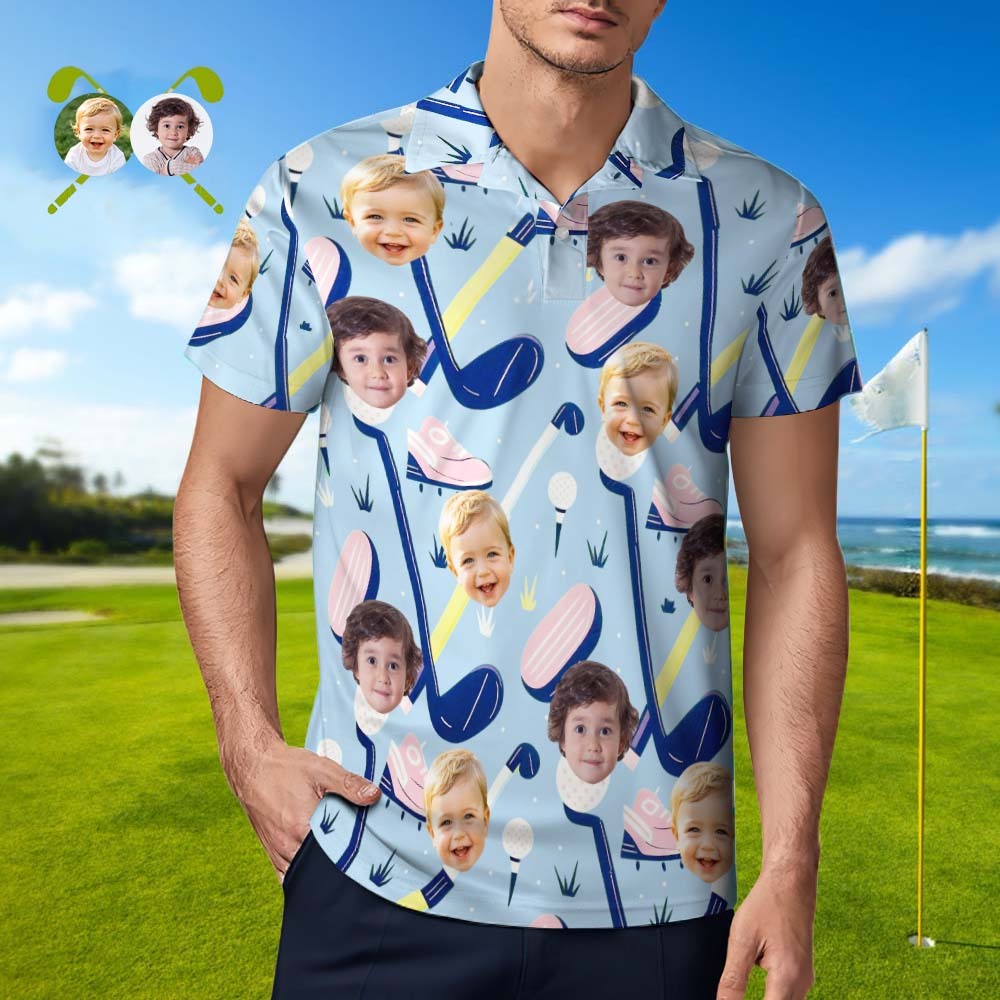 Custom Face Polo Shirt for Golfer,Face on shirt gifts for husband,Personalized Short Sleeve Golf Shirt,Custom Polo for Golfer - auphotoblanket