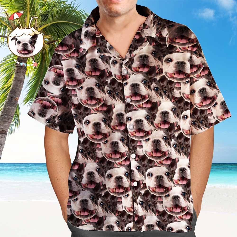 Custom Hawaiian Shirt Custom Dog Face All Over Print Hawaiian Shirt Custom Tropical Shirts - auphotoblanket