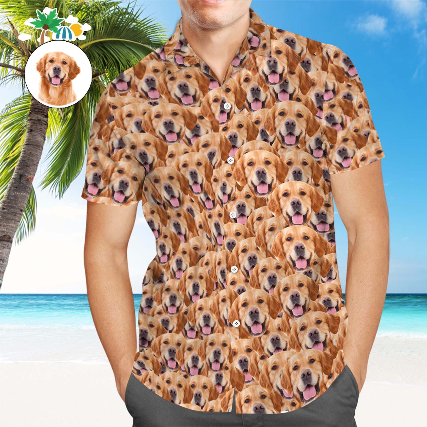 Custom Hawaiian Shirt Custom Dog Face All Over Print Hawaiian Shirt Custom Tropical Shirts - auphotoblanket