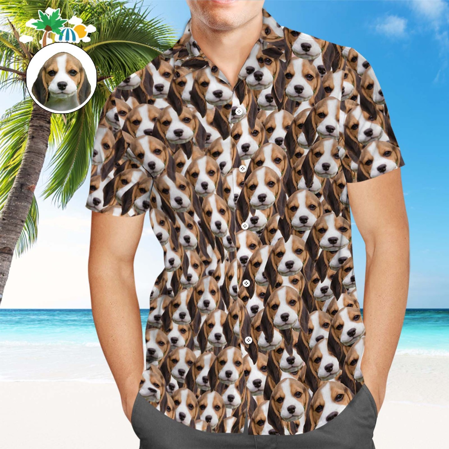 Custom Hawaiian Shirt Custom Dog Face All Over Print Hawaiian Shirt Custom Tropical Shirts - auphotoblanket