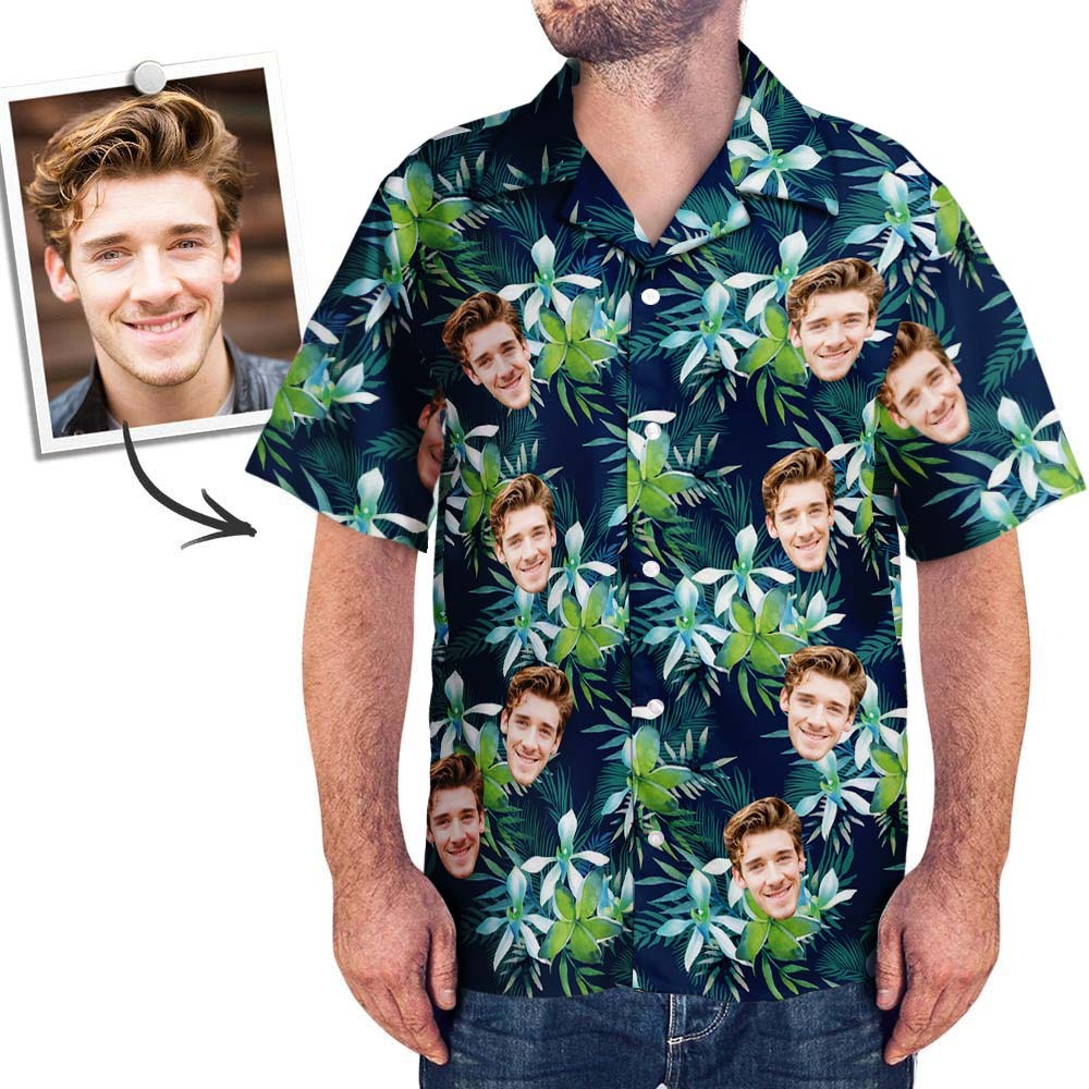 Custom Face Hawaiian Shirt Personalized All Over Print Shirt 6 Styles Gift For Him - auphotoblanket