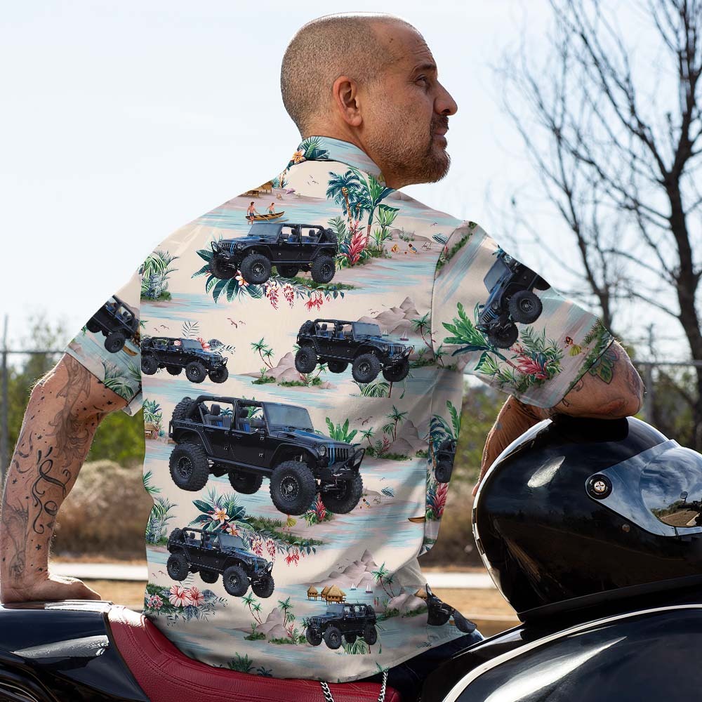 Upload Car Photo Custom Hawaiian Shirts Mountains and Rivers Aloha Beach Shirt For Men - auphotoblanket