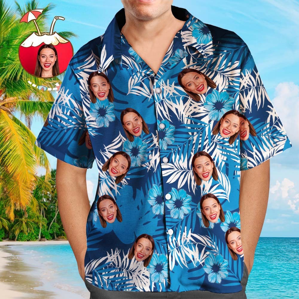 Custom Hawaiian Shirts Flowers and Leaves Design Personalized Aloha Beach Shirt For Men - auphotoblanket