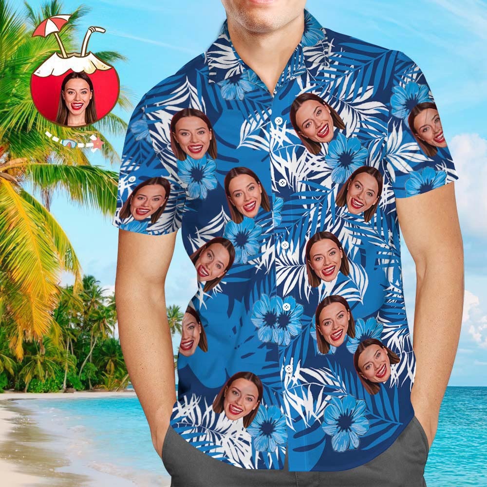 Custom Hawaiian Shirts Flowers and Leaves Design Personalized Aloha Beach Shirt For Men - auphotoblanket