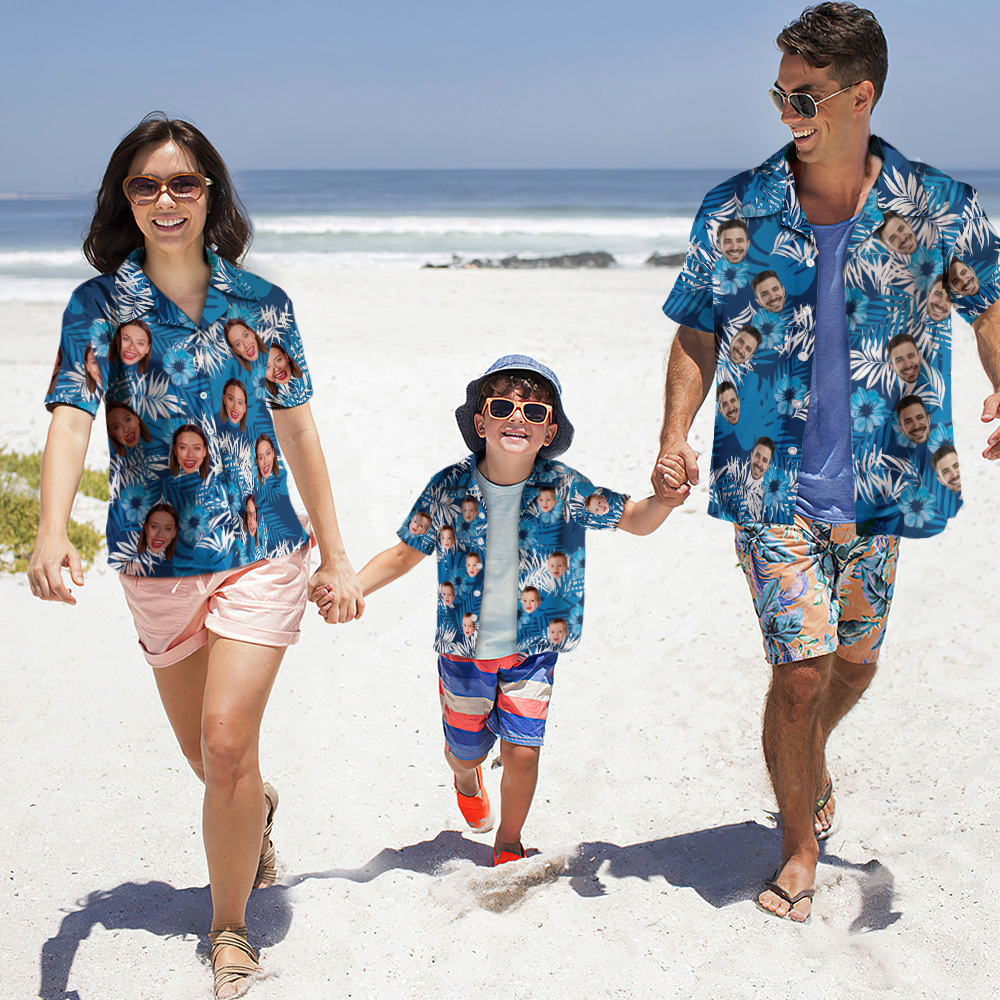 Tropical Blues - Custom Kids Unisex Hawaiian Shirt - auphotoblanket