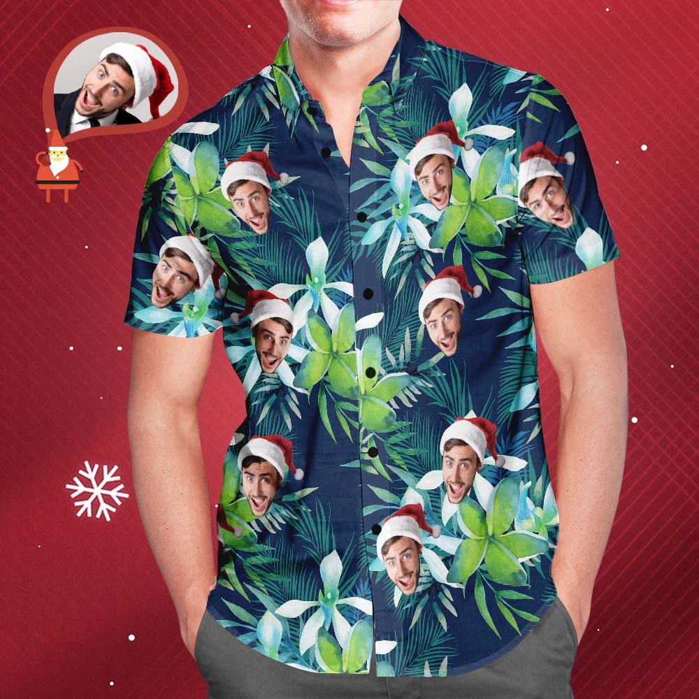 Christmas Gift Custom Hawaiian Shirts Leaves & Petal Aloha Beach Shirt For Men - auphotoblanket