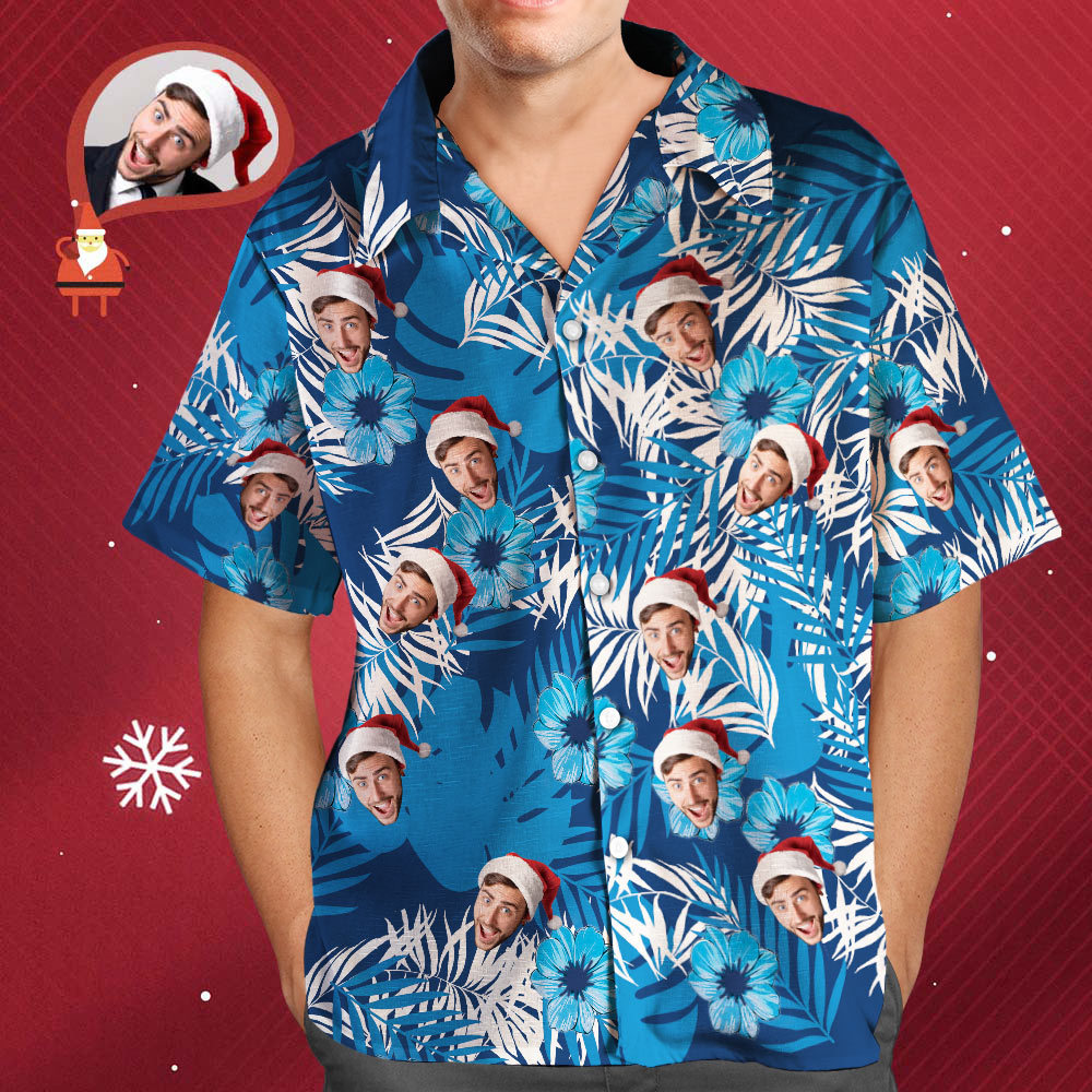 Christmas Gift Custom Hawaiian Shirts Flowers and Leaves Design Personalized Aloha Beach Shirt For Men - auphotoblanket