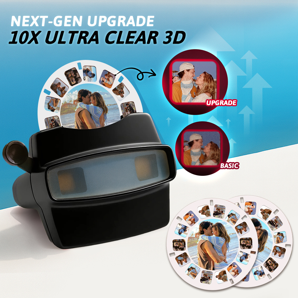Custom Upgrade 3D Viewfinder and Reel – Personalized Gift with your own photos Text and Photo Viewer Multiple Films Available Valentine's Day Gifts - auphotoblanket
