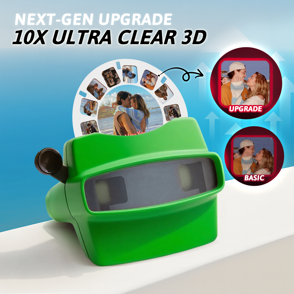 Custom Upgrade 3D Viewfinder and Reel – Personalized Gift with your own photos Text and Photo Viewer Multiple Films Available Valentine's Day Gifts - auphotoblanket