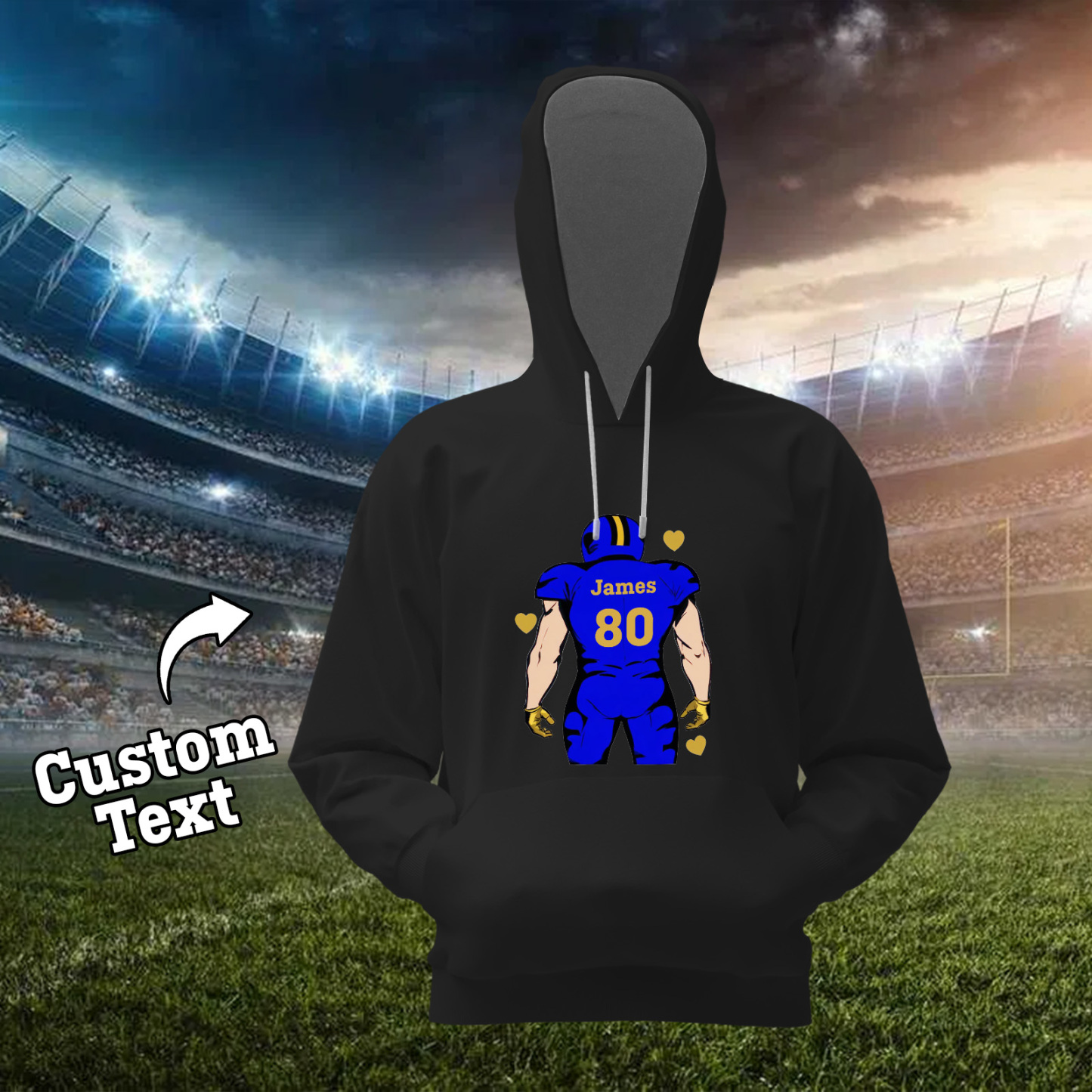 Shine On Game Day - Custom Glitter Football Player Hoodie T-shirt - auphotoblanket
