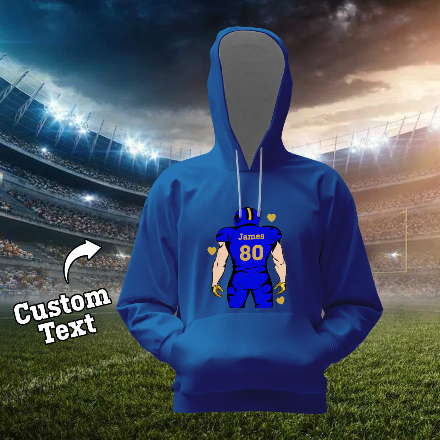 Shine On Game Day - Custom Glitter Football Player Hoodie - auphotoblanket