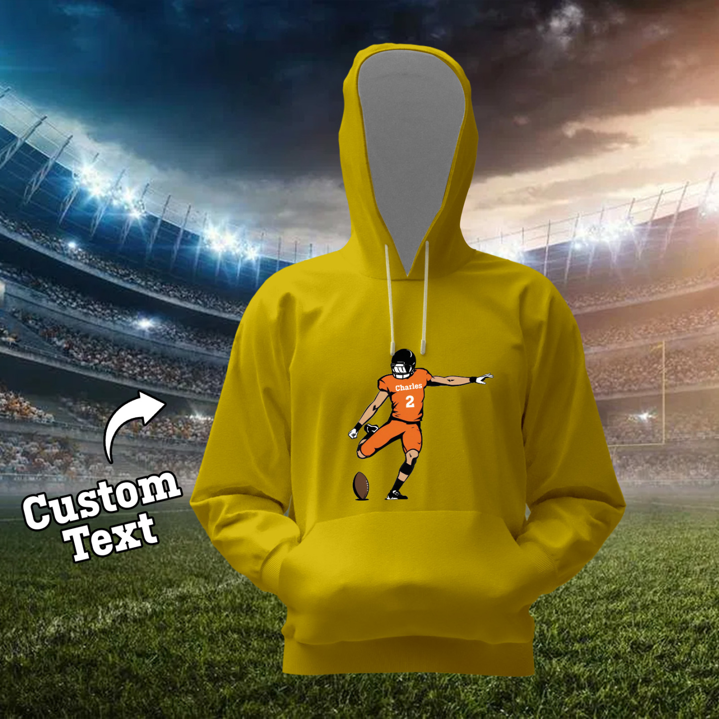 Shine On Game Day - Custom Glitter Football Player Hoodie - auphotoblanket