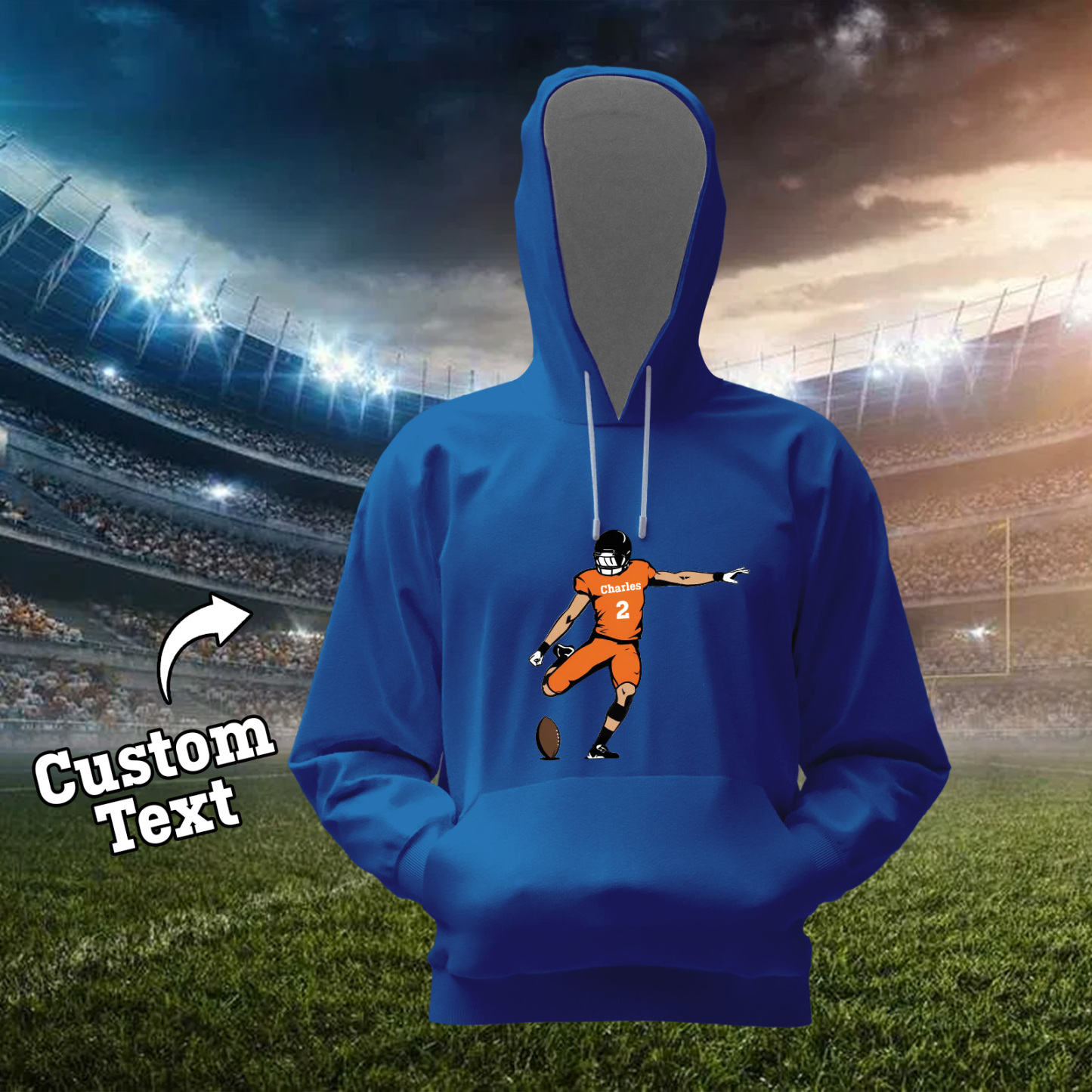 Shine On Game Day - Custom Glitter Football Player Hoodie T-shirt - auphotoblanket