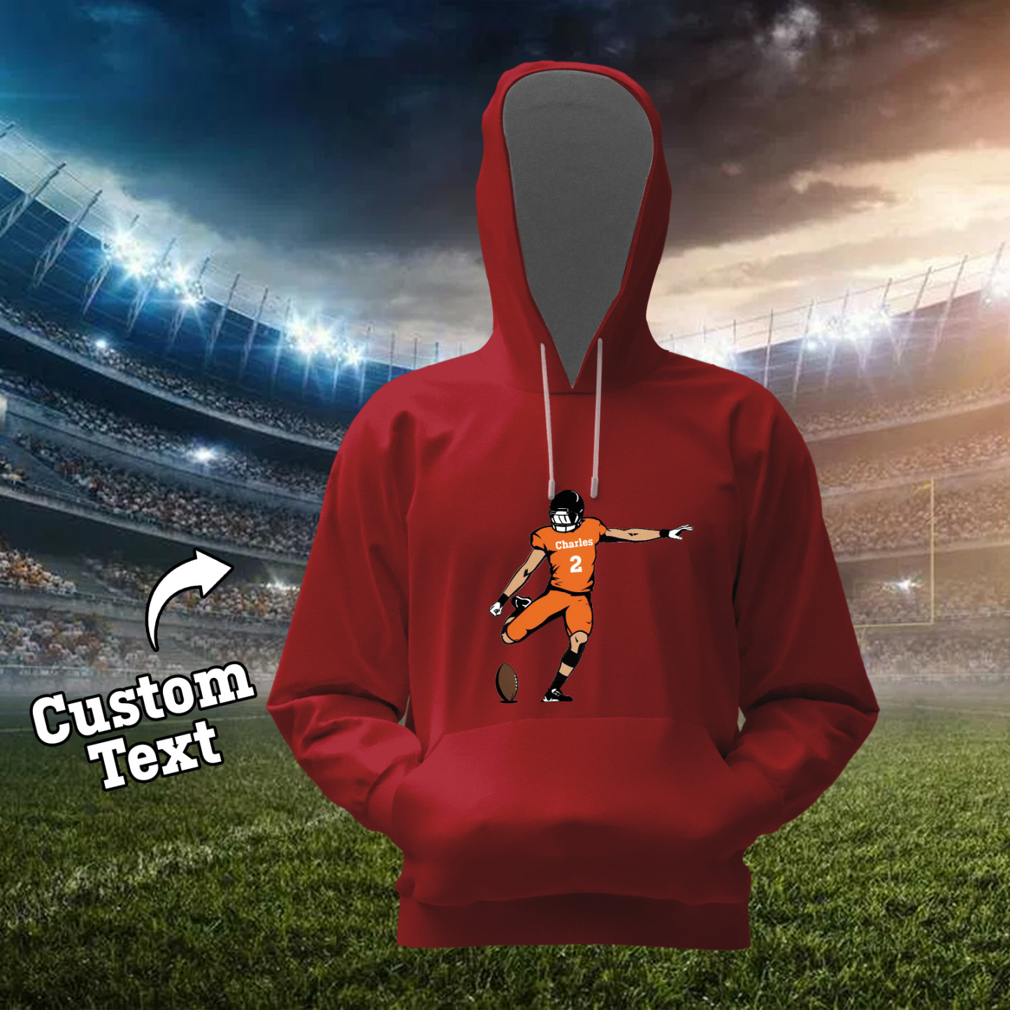 Shine On Game Day - Custom Glitter Football Player Hoodie - auphotoblanket