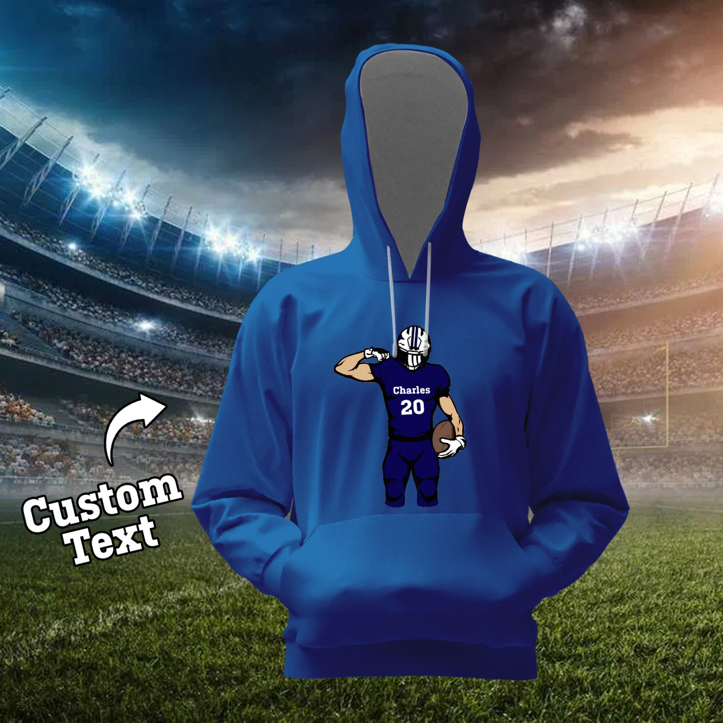 Shine On Game Day - Custom Glitter Football Player Hoodie T-shirt - auphotoblanket