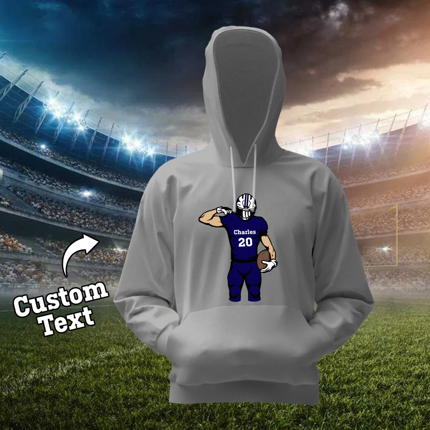 Shine On Game Day - Custom Glitter Football Player Hoodie T-shirt - auphotoblanket
