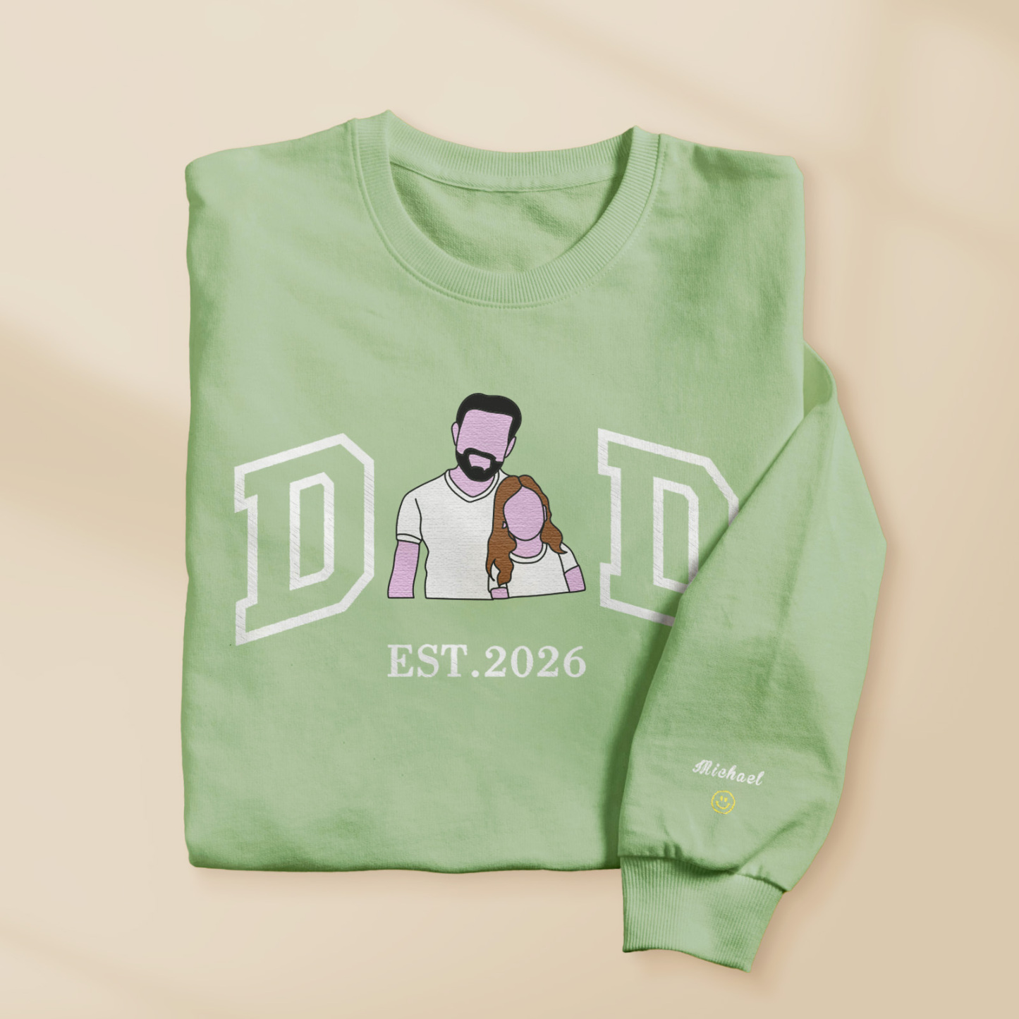 Personalized Sweatshirt with Embroidered Portrait for Dad – Father's Day Gift – Custom Gift with Embroidered Family Photo - auphotoblanket