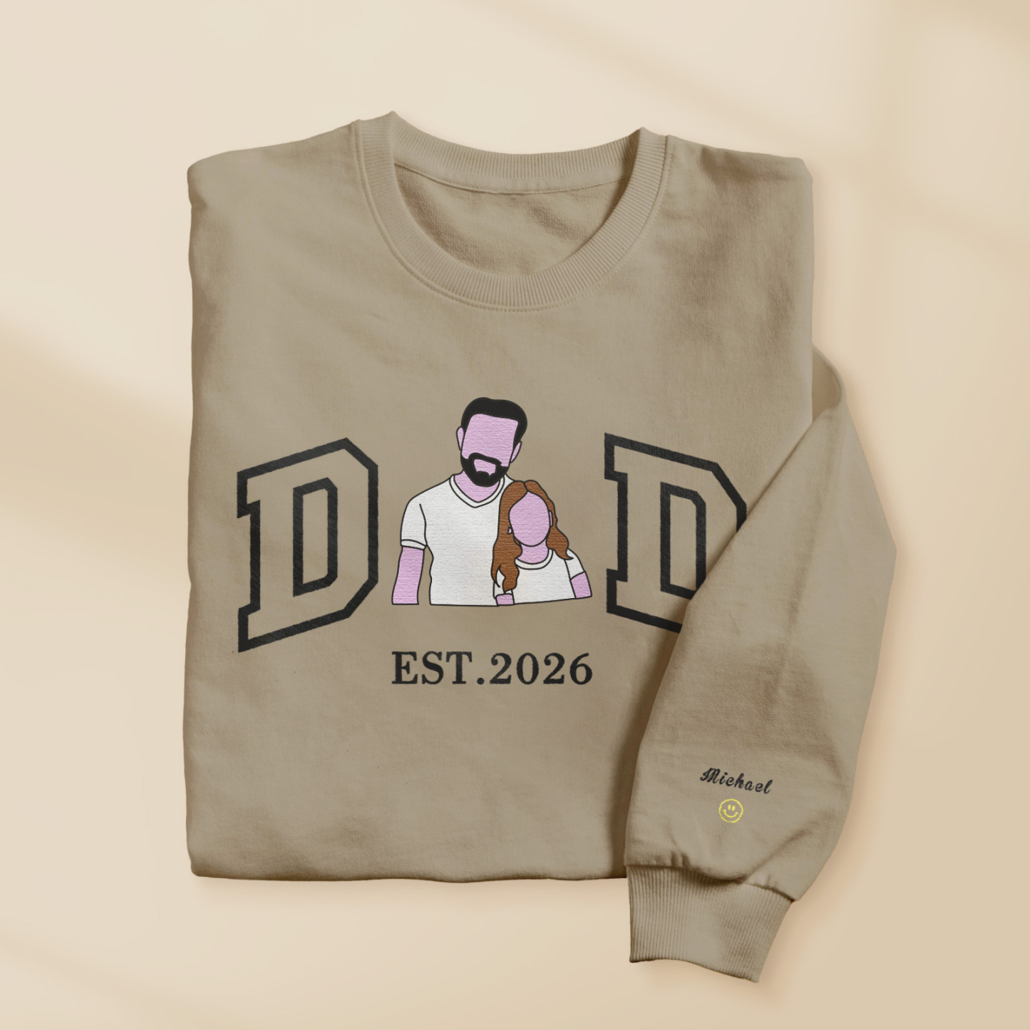 Personalized Sweatshirt with Embroidered Portrait for Dad – Father's Day Gift – Custom Gift with Embroidered Family Photo - auphotoblanket