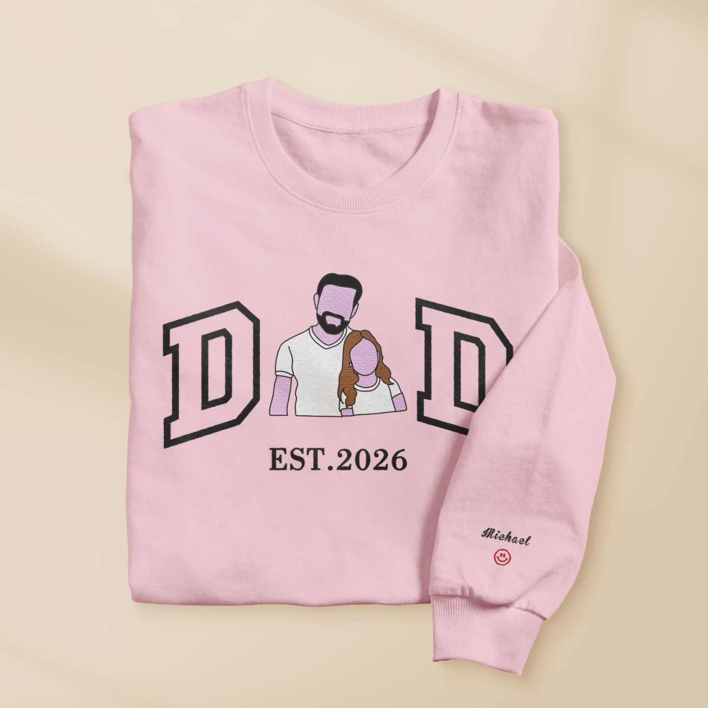 Personalized Sweatshirt with Embroidered Portrait for Dad – Father's Day Gift – Custom Gift with Embroidered Family Photo - auphotoblanket