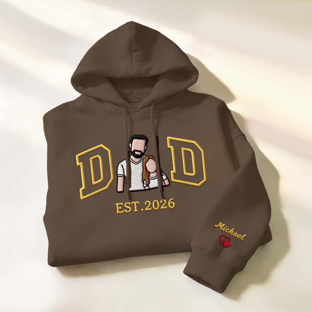Personalized Sweatshirt with Embroidered Portrait for Dad – Father's Day Gift – Custom Gift with Embroidered Family Photo - auphotoblanket