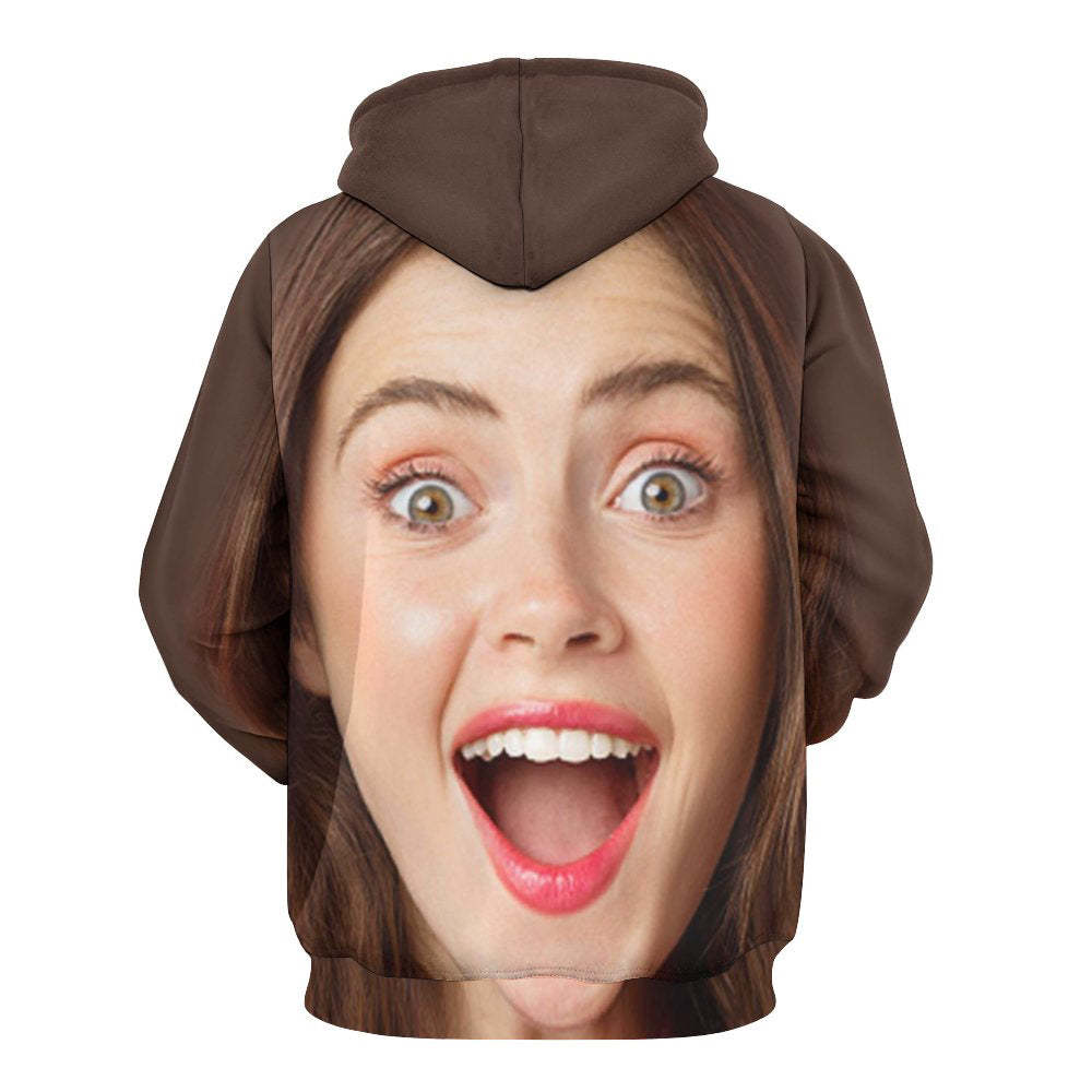 Personalised Funny Big Face Loose Hoodie Top Custom Unisex Sweatshirt - auphotoblanket